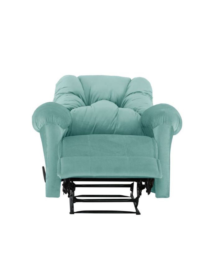 Velvet Upholstered Rocking and Rotating Recliner Chair With Bed Mode Light Turquoise 90x100x80cm