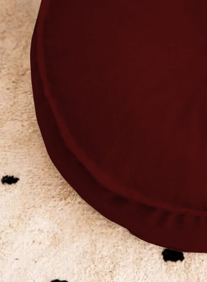 Kunzita Round Decorative Linen Floor Cushion Burgundy 70x40cm - Image 3