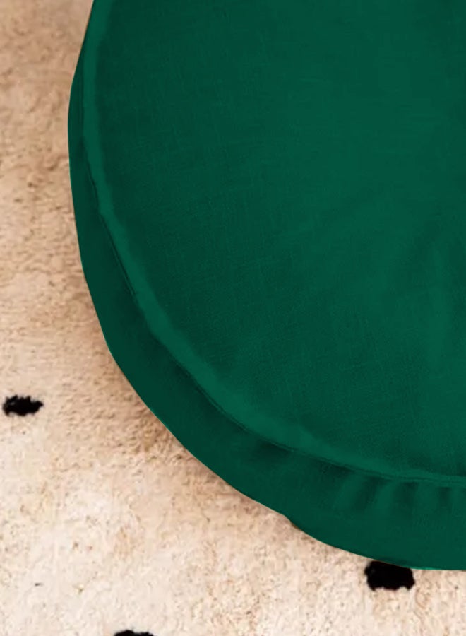 كونزيتا وسادة أرضية ديكور دائرية الشكل من الكتان أخضر غامق 70x40سم - Image 3