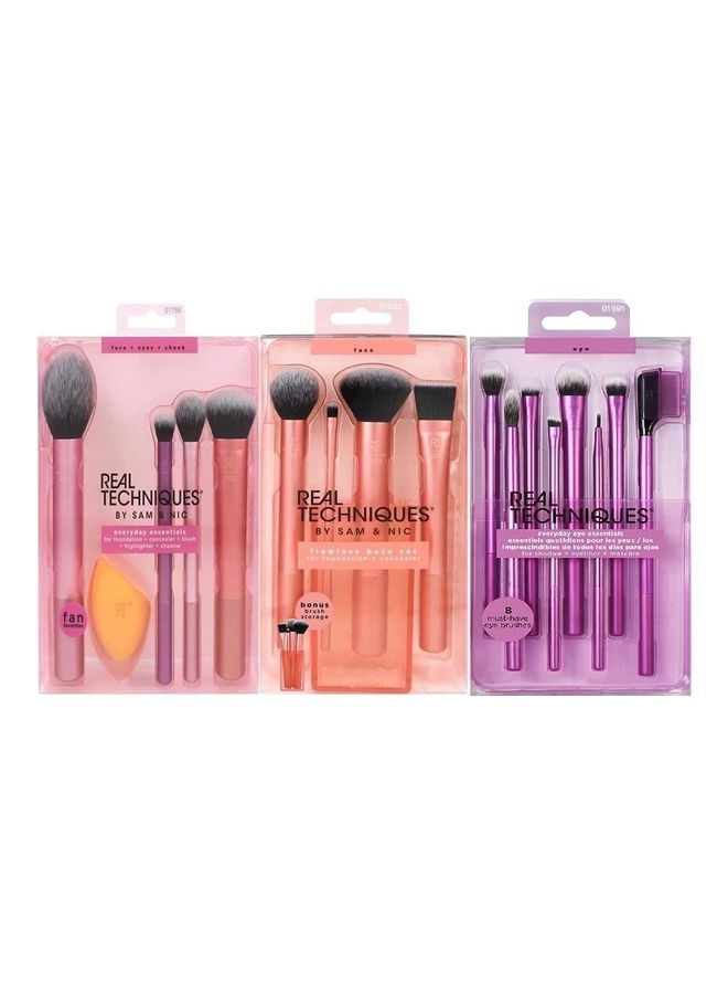 REAL TECHNIQUES Brush Set Everyday Essentials Flawless Base Enhanced Eye Multicolor  - Image 1