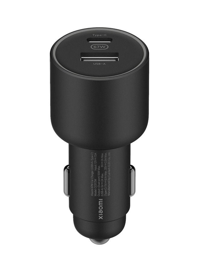 Xiaomi USB-A With Type-C Car Charger 67W Black - Image 1