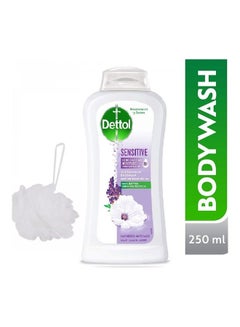 Dettol Sensitive Anti Bacterial Bodywash With Shower Puff Loofah 250ml  - Image 1