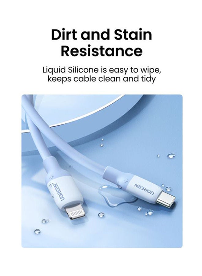Ugreen - USB-C to Lightning PD 20W Fast Charging Silicone Cable-1M Blue - Image 1