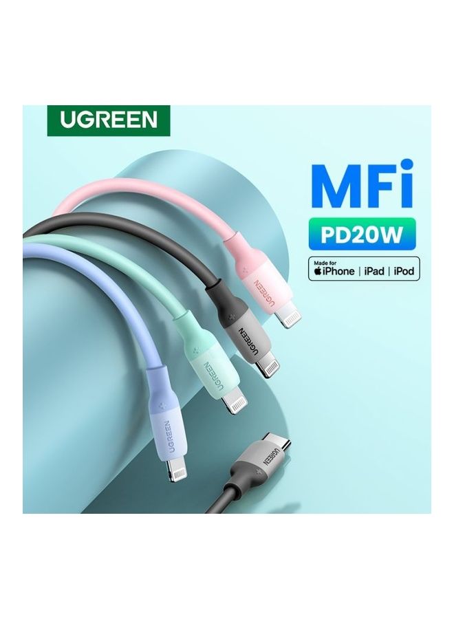 Ugreen - USB-C to Lightning PD 20W Fast Charging Silicone Cable-1M Blue - Image 1