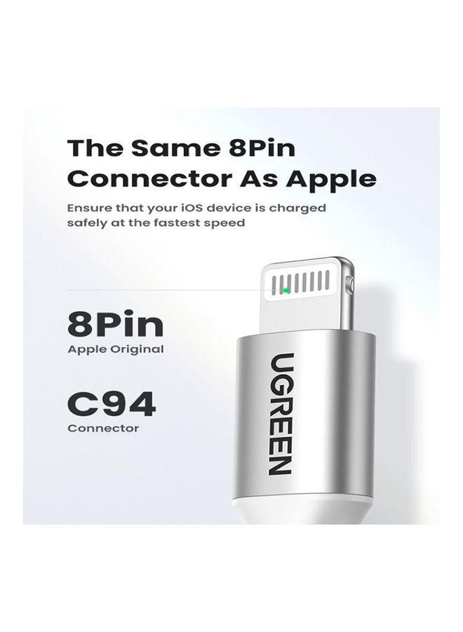 Ugreen Type-C To Lightning Cable Braided 2M Silver  - Image 4