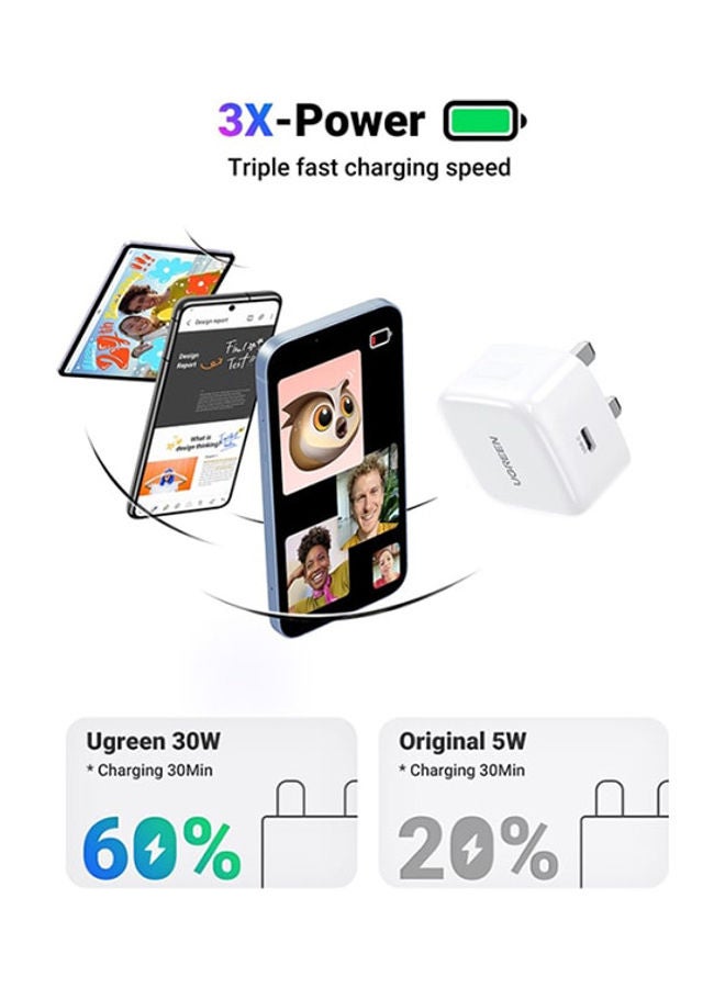 Ugreen - Nexode USB-C PD GaN Fast Charger 30W White - Image 1