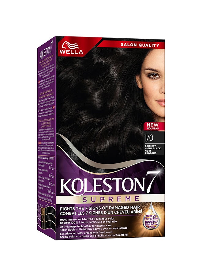 WELLA Koleston Supreme Hair Color 1/0 Darkest Night Black  - Image 1
