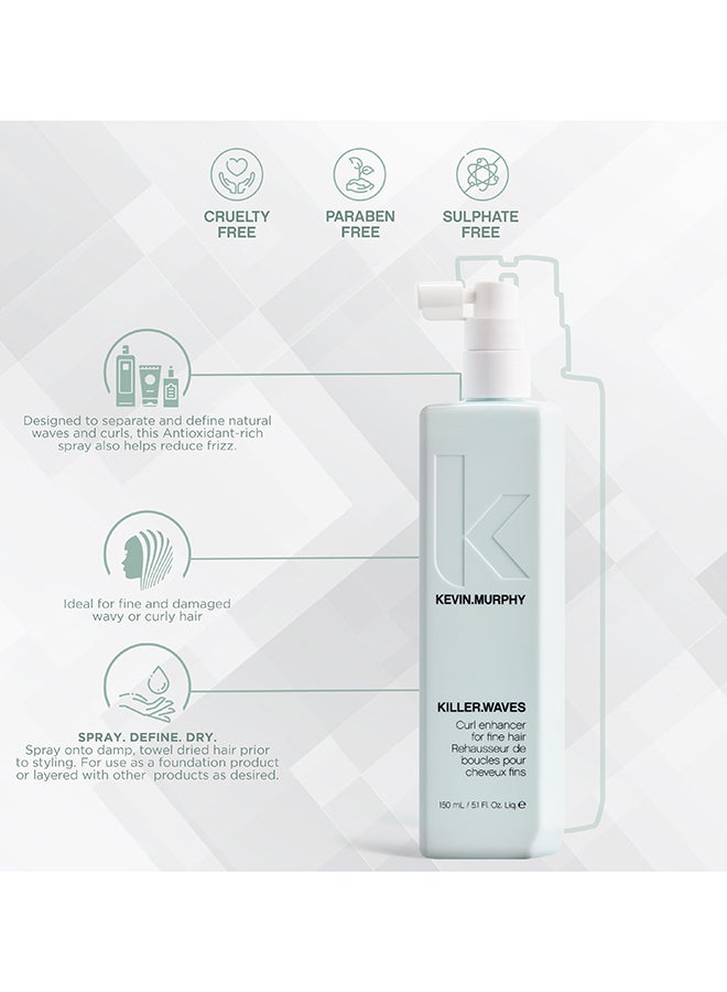 KEVIN.MURPHY - Killer Waves Weightless Curl Enhancing Spray For Fine Wavy Or Curly Hair 150ml - Image 1