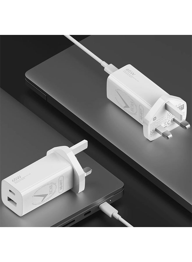Xiaomi - USB-A With Type-C GaN Car Charger 65W White - Image 1