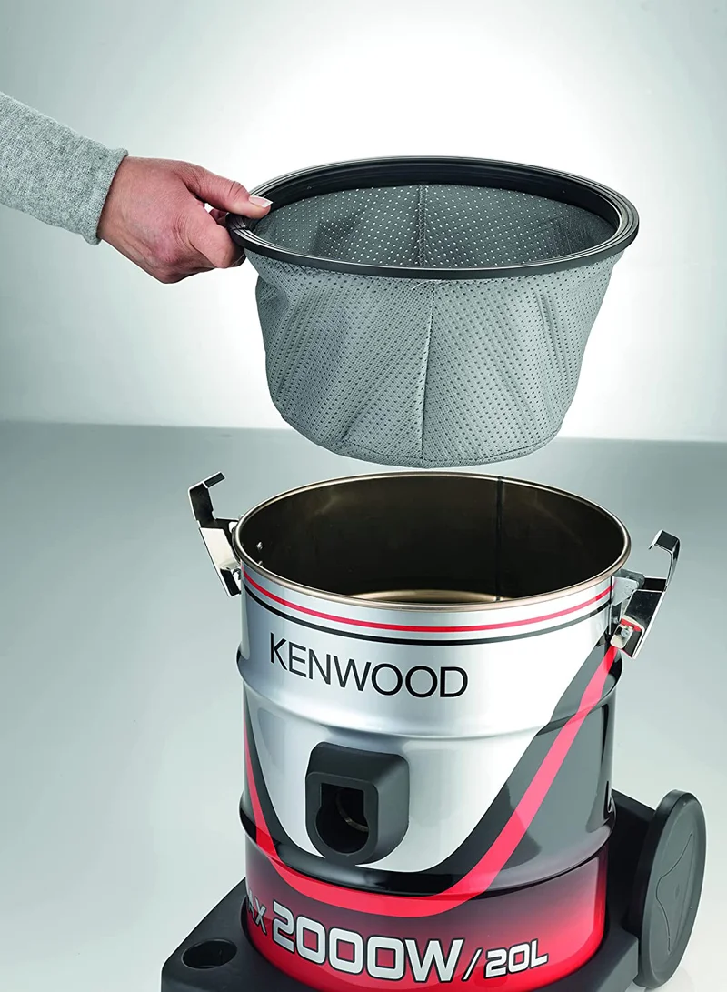 KENWOOD Drum Vacuum Cleaner, 8M Long Power Cord, Removable and Washable Filter, 20 L 2000 W VDM40.000BR Multicolour