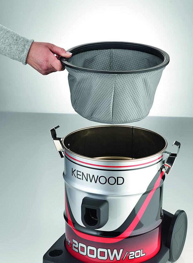 KENWOOD - Drum Vacuum Cleaner, 8M Long Power Cord, Removable and Washable Filter, 20 L 2000 W VDM40.000BR Multicolour - Image 1