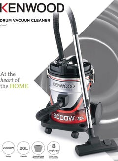 KENWOOD Drum Vacuum Cleaner, 8M Long Power Cord, Removable and Washable Filter, 20 L 2000 W VDM40.000BR Multicolour  - Image 3