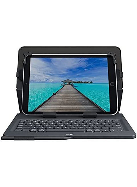 Universal Folio iPad or Tablet Case with Wireless Bluetooth Keyboard for 9-10 inch Apple, Android, Windows tablets Black