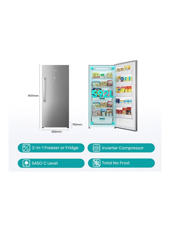 Hisense 592 Lt 20.9 CuFt Upright Freezer, Total Nofrost, Energy Saving Noiseless Invertor Technology, Premium Silver, Adjustable Shelves, Led Light, maximum Capacity 592 L 220 W FV76W2NL Silver  - Image 2