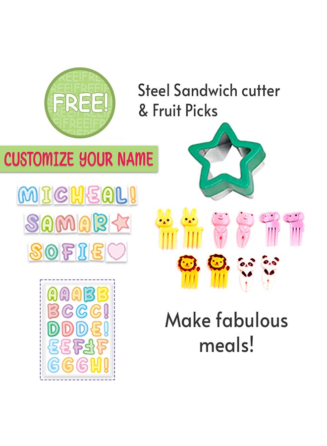 Eazy Kids - Bento Lunch Box, 6 Compartment, Bpa Free, Microwable, Dishwasher Safe, Back To School Season, Made Of Triton, Unicorn Purple - Image 1
