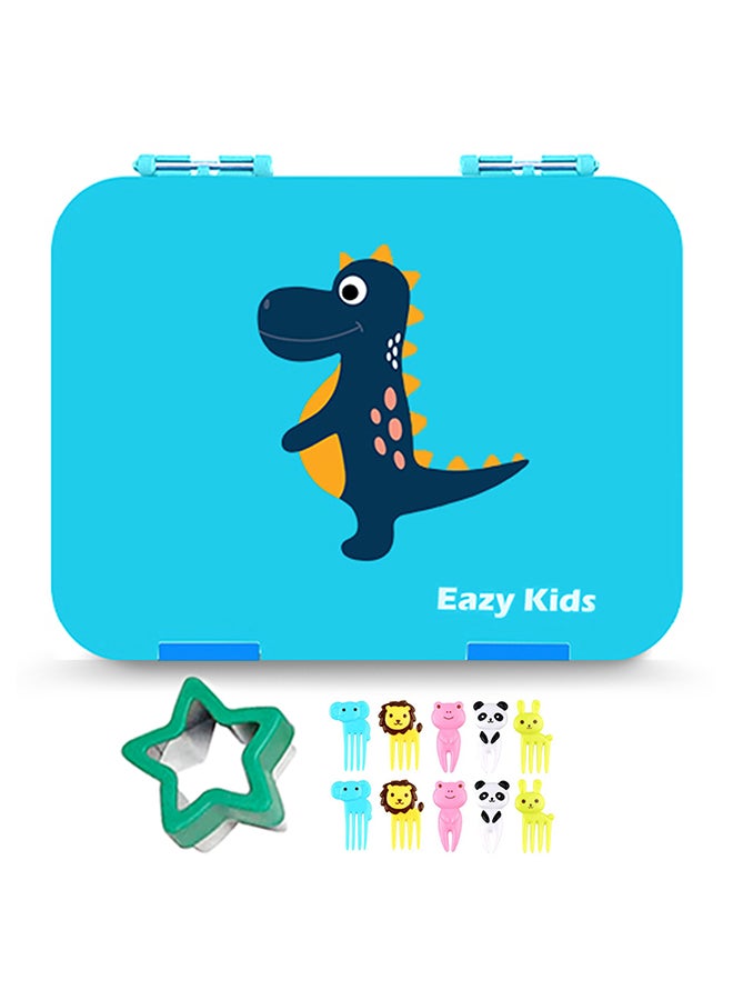 Eazy Kids Bento Lunch Box, 6 And 4 Convertible Compartment, Bpa Free, Microwavable, Dishwasher Safe, Back To School Season, Made Of Triton, Free Sandwich Cutter, Dinosaur Blue  - Image 2