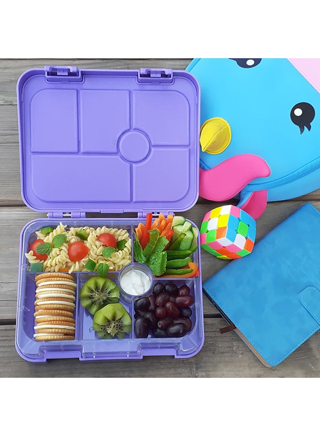 Eazy Kids - Bento Lunch Box, 6 Compartment, Bpa Free, Microwable, Dishwasher Safe, Back To School Season, Made Of Triton, Unicorn Purple - Image 1