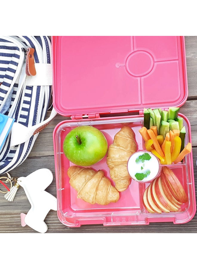Eazy Kids - Bento Lunch Box, 4 Compartment, Slant Mouth Opening, Microwavable, Dishwasher Safe, Back To School Season, Made Of Triton, Free Sandwich Cutter, Unicorn Pink - Image 1
