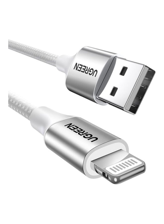 Ugreen - USB To Lightning Alu Case Braided  Cable 2M Silver - Image 1