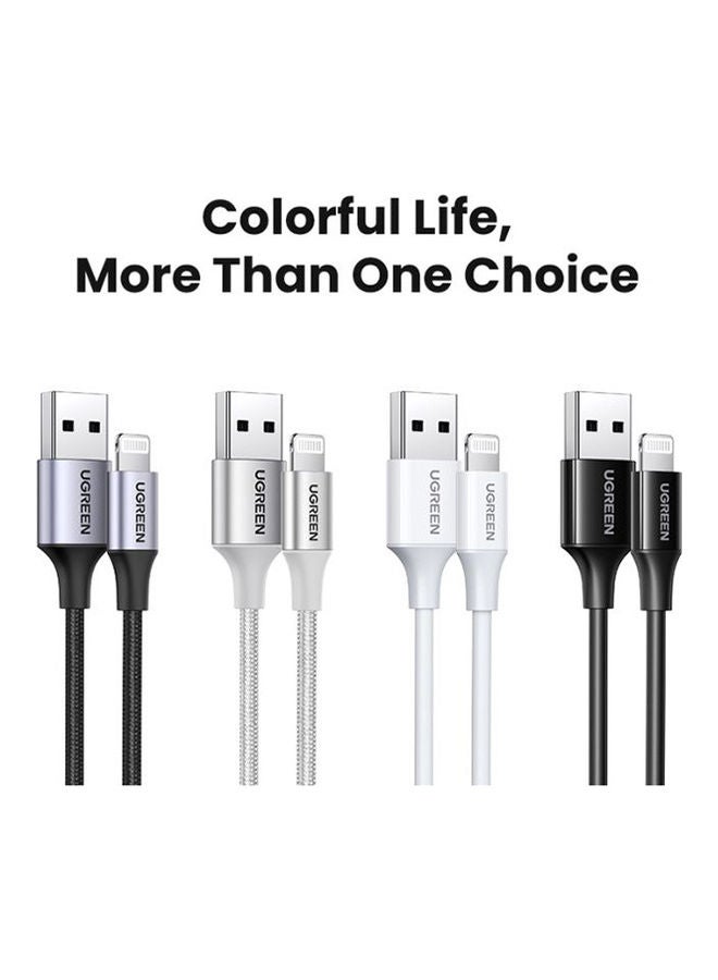 Ugreen - USB To Lightning Alu Case Braided  Cable 2M Silver - Image 1