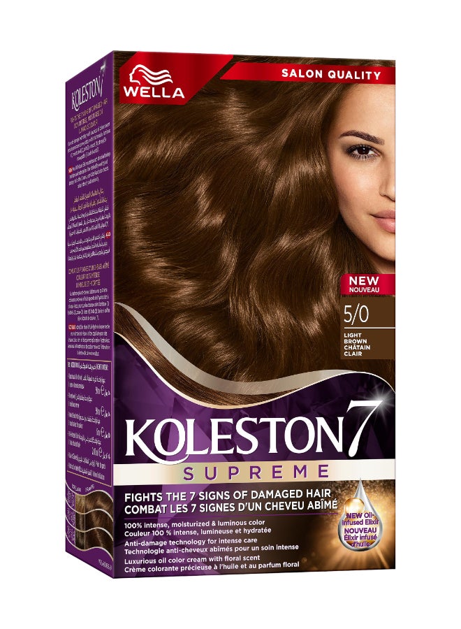 WELLA Koleston Supreme Hair Color 5/0 Light Brown  - Image 1