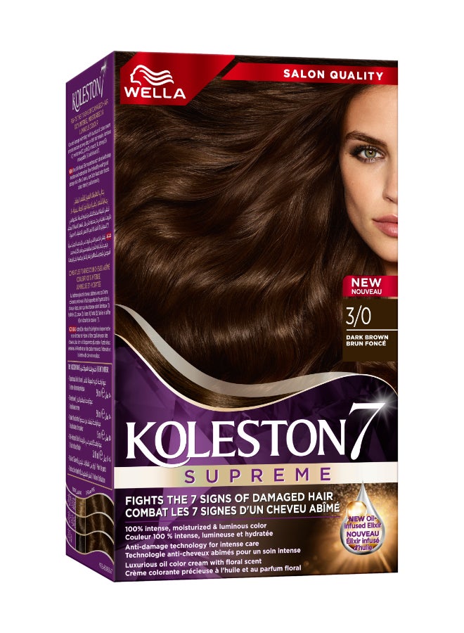 WELLA Koleston Supreme Hair Color 3/0 Dark Brown  - Image 1