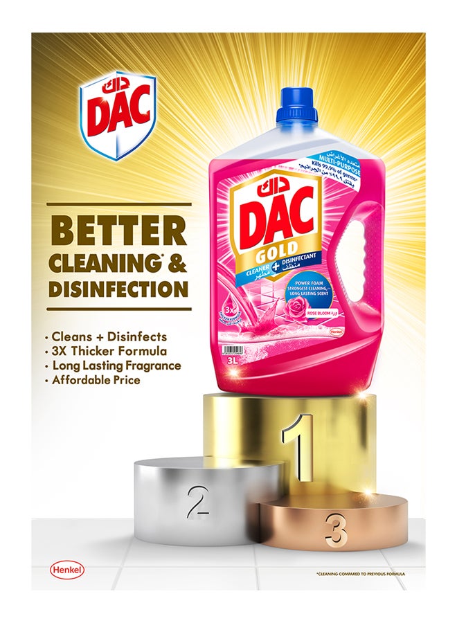 Dac Gold Multi-Purpose Disinfectant And Liquid Cleaner With 3X Thicker Formula Rose Gold Rose 3Liters  - Image 4