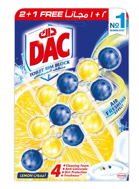 Clean And Fresh Toilet Rim Block With Four Function Formula And Air Freshener Affect Lemon Yellow/Blue 150grams