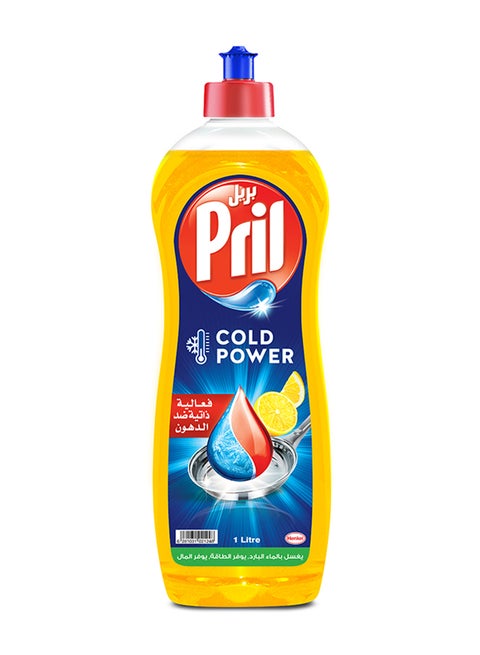 Cold Power Hand Dishwashing Liquidwith 5+ Self-Degreasing Action Power Long-Lasting Formula For Stains Removal And Elimination Of Unpleasant Odours Lemon Lemon 1Liters