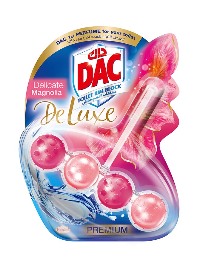 Dac - Deluxe Toilet Rim Block With Active Cleaning Foam Dirt Protection And Delicate Premium Scent Magnolia 50grams - Image 1