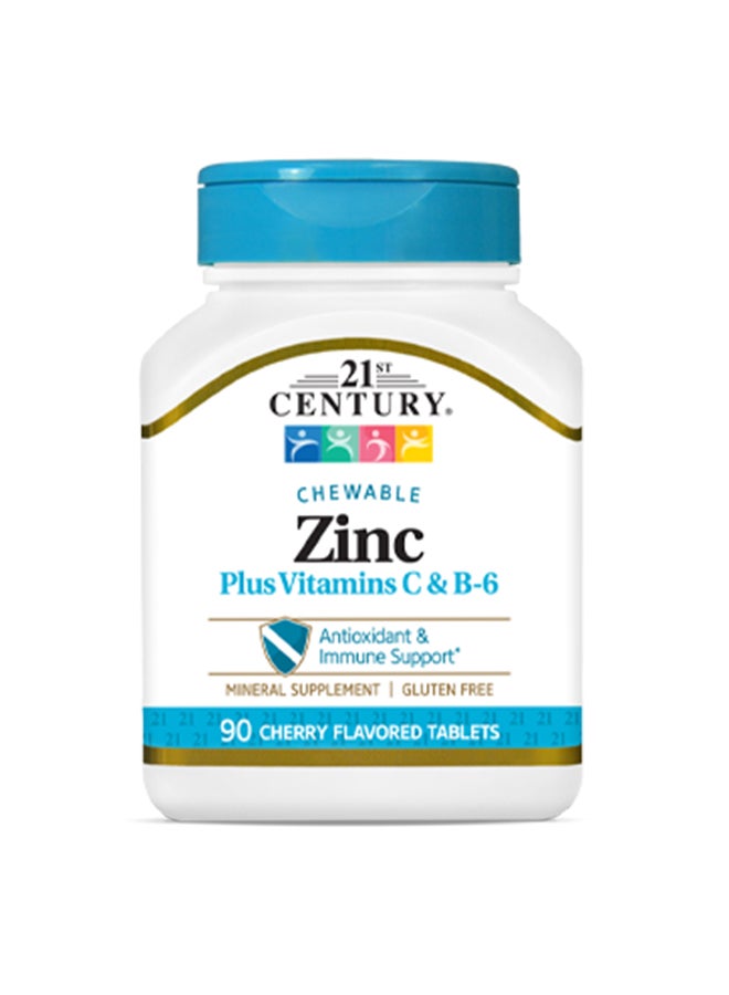 21st CENTURY Zinc Plus Vitamin C And B-6 Mineral Supplement Cherry 90 Tablets  - Image 1
