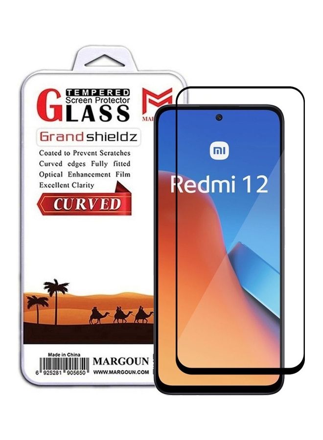 MARGOUN Xiaomi Redmi 12 Screen Protector Tempered Glass Full Glue Back Clear - Image 1