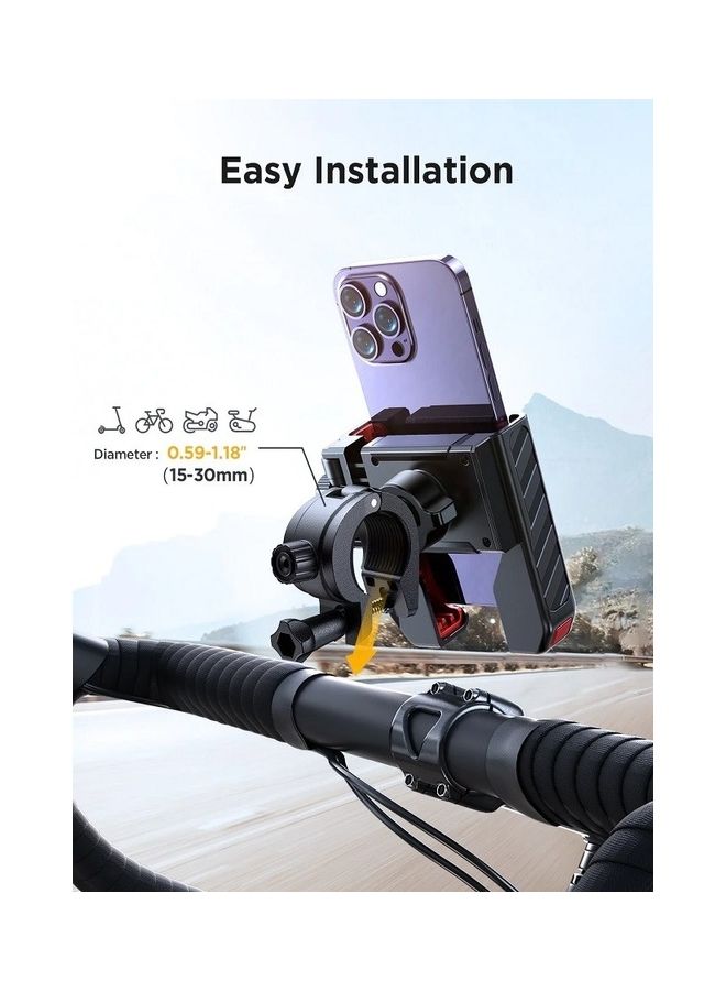 JOYROOM Motorcycle, Anti-Slip Shock Absorption Handlebar Bike, 1S Lock And Release Universal Phone Holder For Iphone, Samsung 4.7-7 Inch Smartphone Black  - Image 4