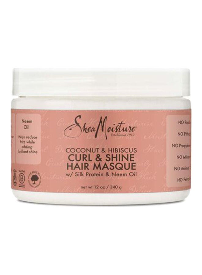 SheaMoisture coconut & Hibiscus Curl & Shine Hair Masque white 340grams - Image 1