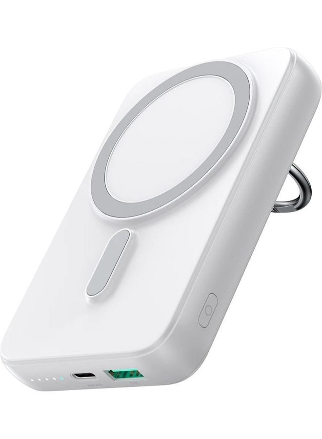 JOYROOM - 10000.0 mAh JR-W050 20W PD3.0 Fast Charging Power Bank Magnetic Wireless Charger External Battery Pack With Ring Holder Kickstand White - Image 1