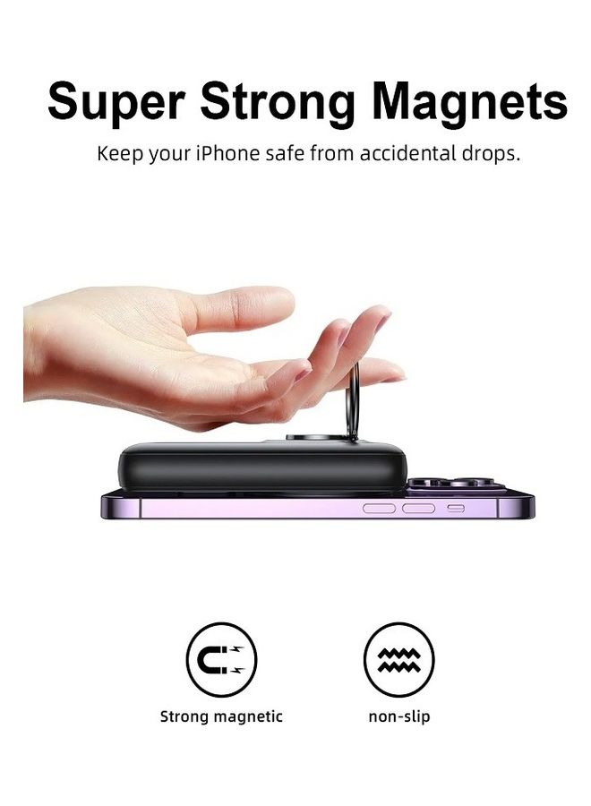JOYROOM - 10000.0 mAh JR-W050 20W PD3.0 Fast Charging Power Bank Magnetic Wireless Charger External Battery Pack With Ring Holder Kickstand White - Image 1