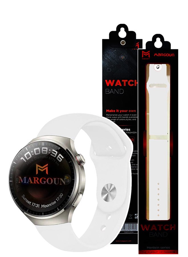 مارجون Silicone Watchband Compatible With Huawei 4 4 Pro White - Image 1