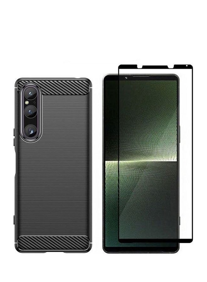 MARGOUN Sony Xperia 1 V Case And Screen Protector Soft TPU Bumper Protective Back Black - Image 1