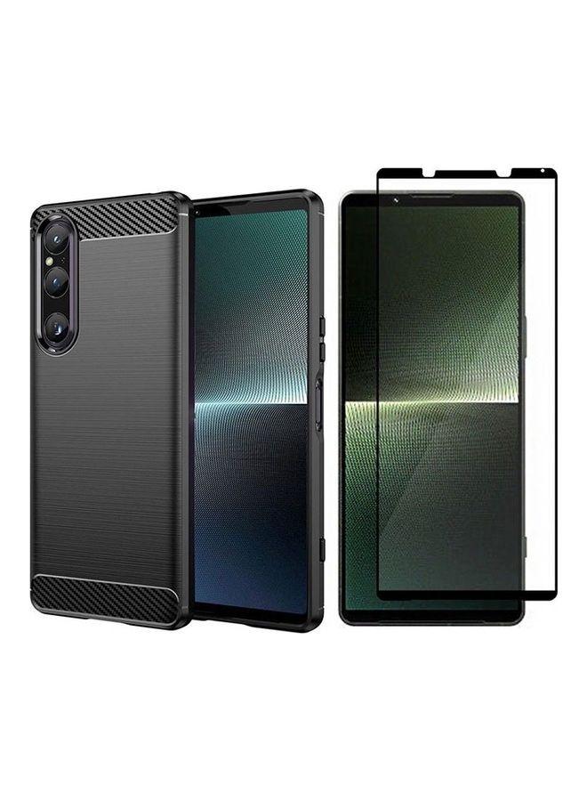 MARGOUN Sony Xperia 1 V Case And Screen Protector Soft TPU Bumper Protective Back Black - Image 2