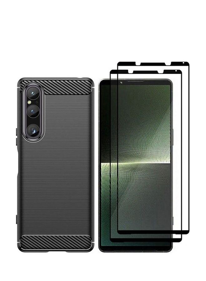 MARGOUN Sony Xperia 1 V Case And 2 Screen Protector Soft TPU Bumper Protective Back Black - Image 1