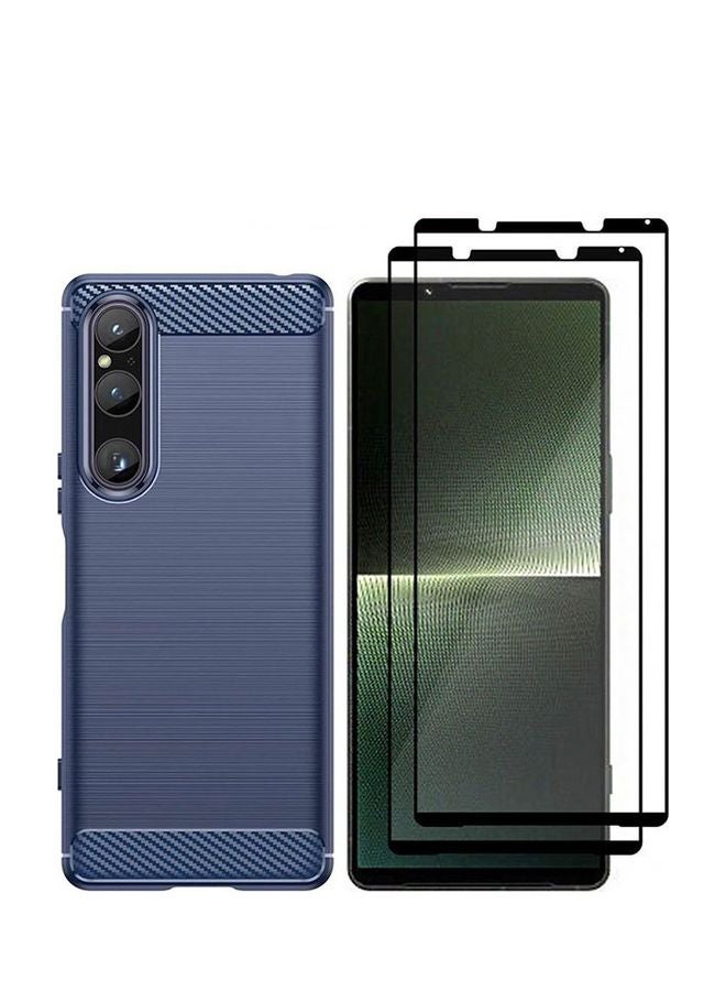 MARGOUN Sony Xperia 1 V Case And 2 Screen Protector Soft TPU Bumper Protective Back Blue - Image 1
