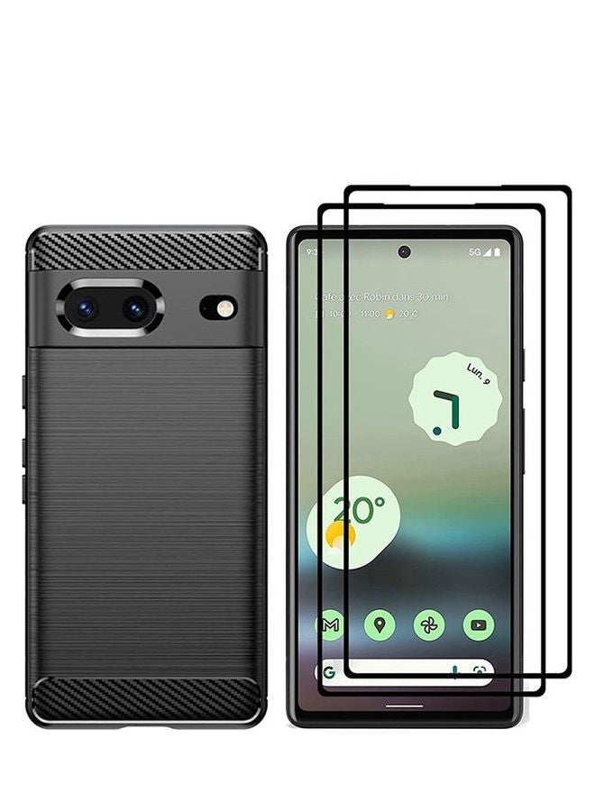 MARGOUN Pack Of 3 Google Pixel 7 A Case And 2 Screen Protector Soft TPU Bumper Protective Back Case Black - Image 1