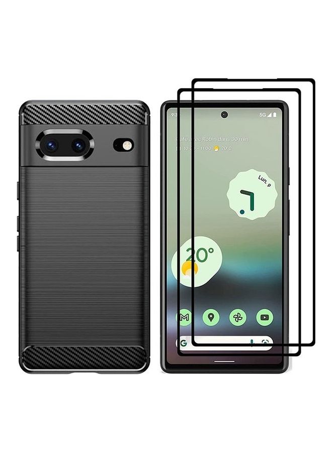 MARGOUN Pack Of 3 Google Pixel 7 A Case And 2 Screen Protector Soft TPU Bumper Protective Back Case Black - Image 2