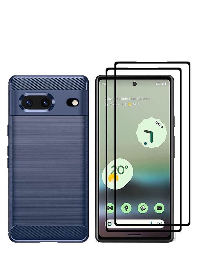 MARGOUN Pack Of 3 Google Pixel 7 A Case And 2 Screen Protector Soft TPU Bumper Protective Back Case Blue - Image 1