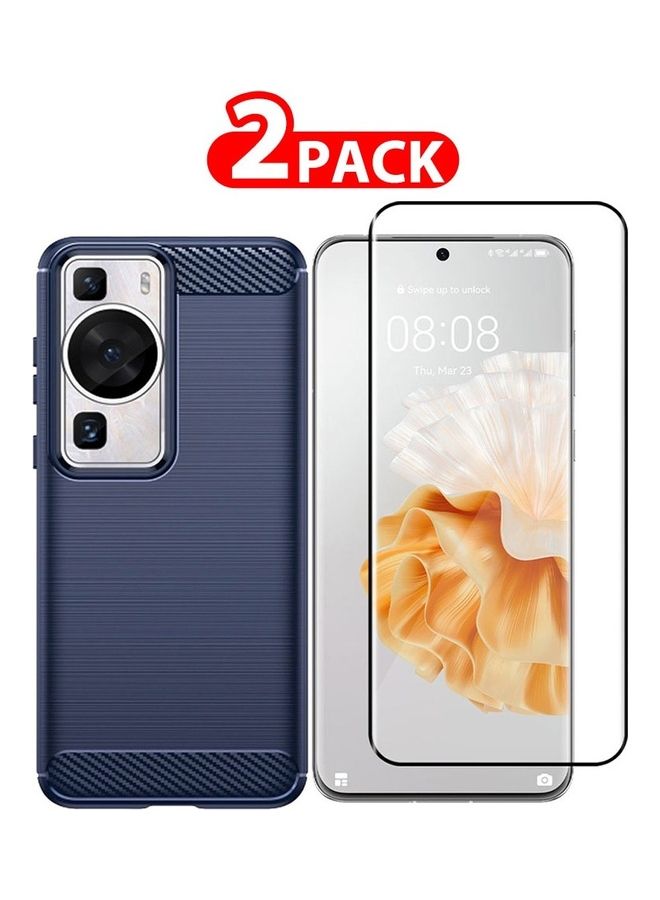 MARGOUN 2 Packs For Huawei P60 Pro Case And Screen Protector Soft TPU Bumper Protective Back Cover Blue - Image 1