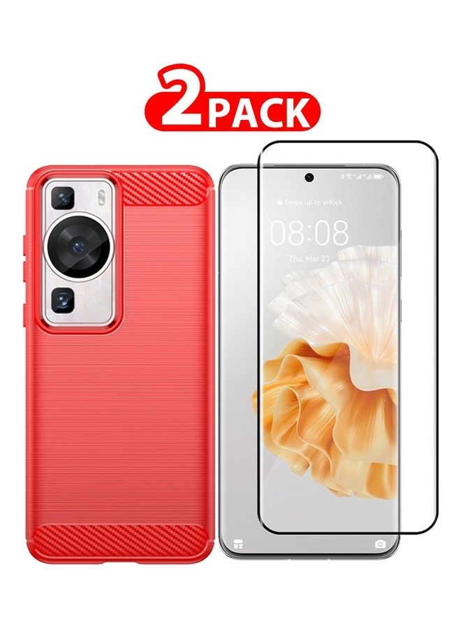 MARGOUN 2 Packs For Huawei P60 Pro Case And Screen Protector Soft TPU Bumper Protective Back Cover Red - Image 1