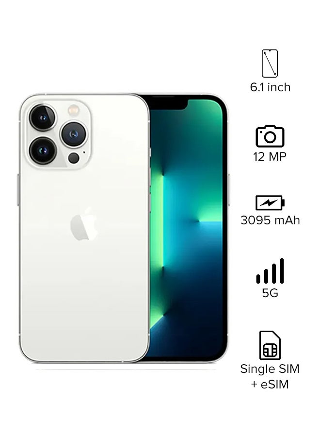 أبل هاتف آيفون 13 برو بذاكرة داخلية سعة 1 تيرابايت ويدعم تقنية 5G مع تطبيق فيس تايم بلون فضي- النسخة العالمية  - Image 1
