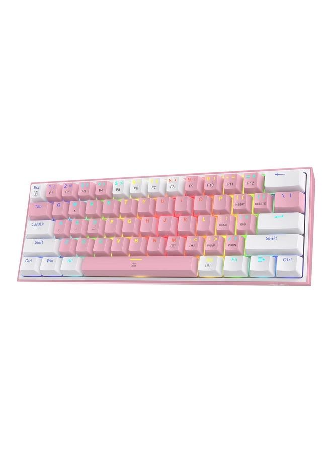 Redragon K617 Fizz 60% Wired RGB Gaming Keyboard, 61 Keys Compact Mechanical Keyboard w/White and Pink Color Keycaps, Linear Red Switch, Pro Driver/Software Supported