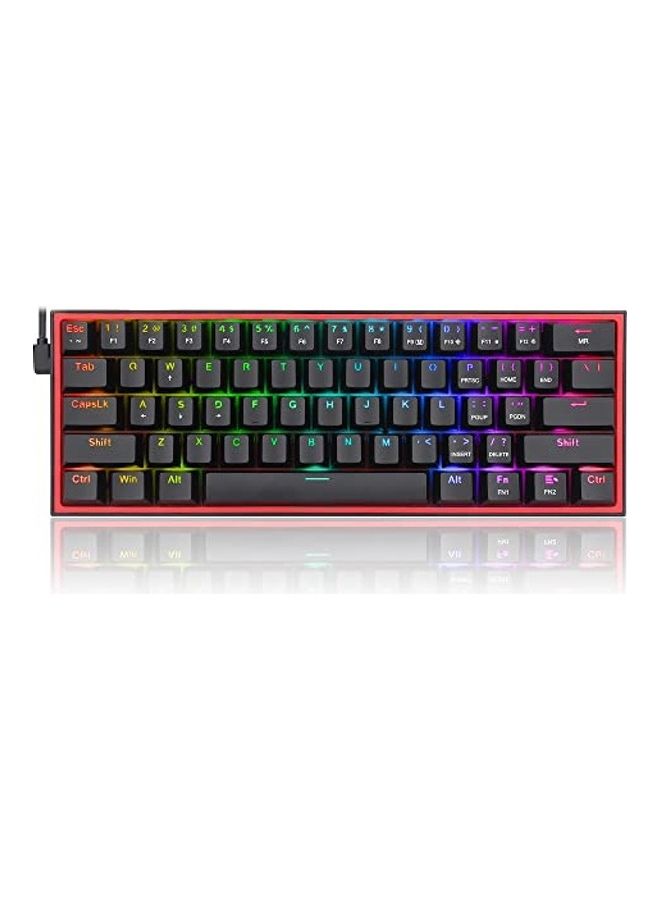 REDRAGON - Redragon FIZZ K617 60% Wired Mechanical Keyboard, Red Switches, No-Slip Stand, Vibrant RGB, Hot-Swappable, 20 Presets Backlighting, Detachable Type-C Cable, English Layout, Black/Red - Image 1