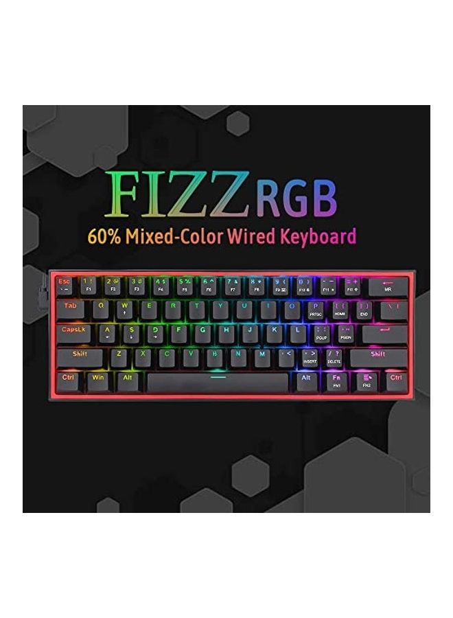 REDRAGON - Redragon FIZZ K617 60% Wired Mechanical Keyboard, Red Switches, No-Slip Stand, Vibrant RGB, Hot-Swappable, 20 Presets Backlighting, Detachable Type-C Cable, English Layout, Black/Red - Image 1